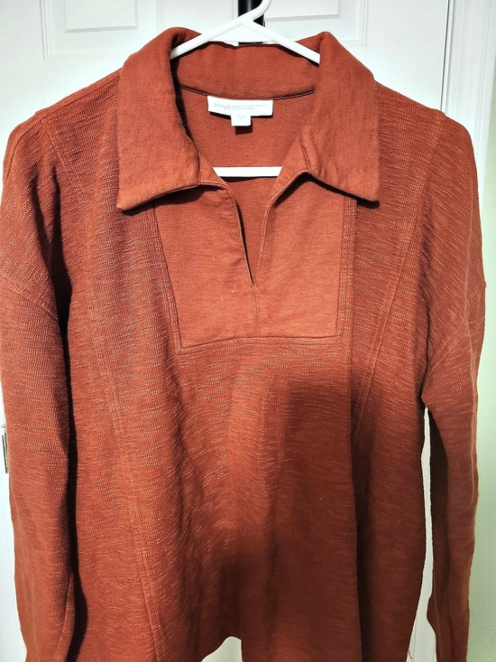 purejill Cotton Collar Tunic Orange Large Like New